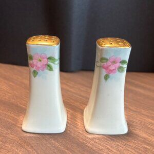 Vintage made in Japan hand painted Ceramic Salt & Pepper Shakers Floral Design
